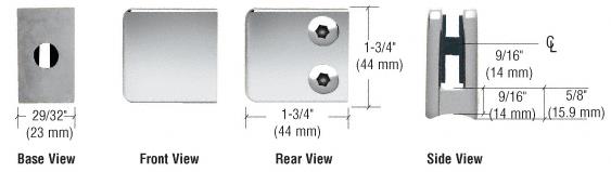 CRL Z-Series Chrome Zinc Small Square Glass Clamp for 1/4" and 5/16" Glass
