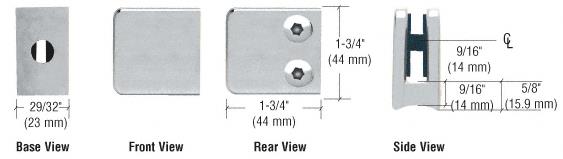CRL Z-Series Satin Chrome Zinc Small Square Glass Clamp for 1/4" and 5/16" Glass