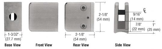 CRL Z-Series Brushed Nickel Large Square Clamp for 3/8" Glass