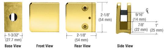 CRL Z-Series Polished Brass Large Square Clamp for 3/8" Glass