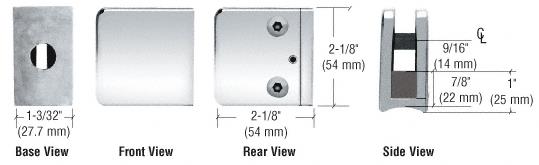 CRL Z-Series Chrome Large Square Clamp for 3/8" Glass
