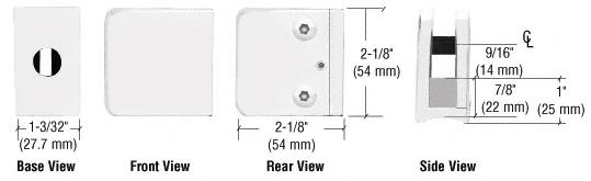 CRL Z-Series White Large Square Clamp for 3/8" Glass