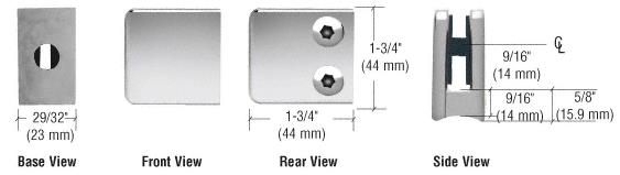 CRL Z-Series Polished Stainless Steel Small Square Type Radius Base Glass Clamp
