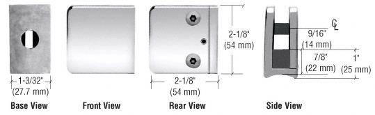 CRL Z-Series Polished Stainless Steel Large Square Type Radius Base Glass Clamp