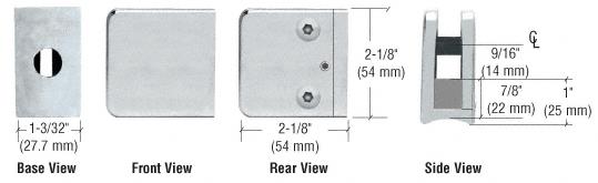 CRL Z-Series Satin Stainless Steel Large Square Type Radius Base Glass Clamp