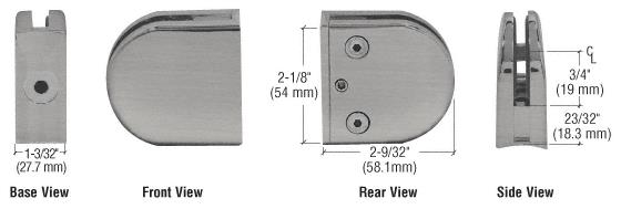 CRL Brushed Nickel Z-Series Round Type Radius Base Zinc Glass Clamp for 3/8" Glass
