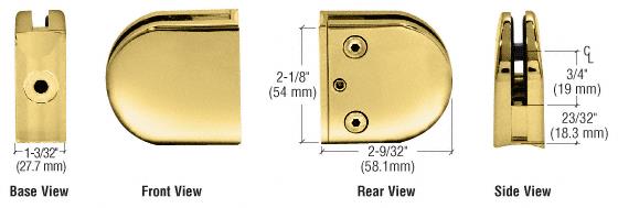 CRL Polished Brass Z-Series Round Type Radius Base Zinc Glass Clamp for 3/8" Glass