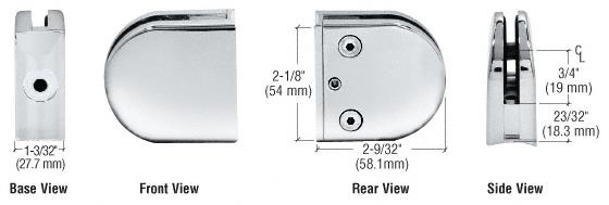 CRL Chrome Z-Series Round Type Radius Base Zinc Glass Clamp for 3/8" Glass