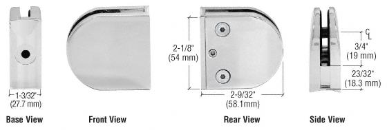 CRL Satin Chrome Z-Series Round Type Radius Base Zinc Glass Clamp for 3/8" Glass