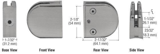 CRL Brushed Nickel Z-Series Round Type Radius Base Zinc Clamp for 1/2" Glass