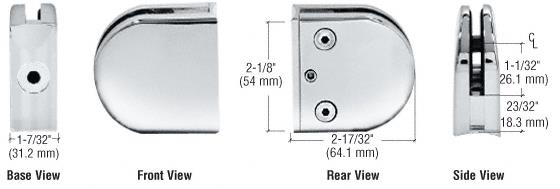 CRL Chrome Z-Series Round Type Radius Base Zinc Clamp for 1/2" Glass
