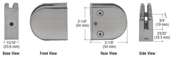 CRL Brushed Nickel Z-Series Round Type Flat Base Zinc Clamp for 1/4" and 5/16" Glass