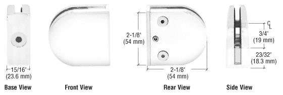 CRL White Z-Series Round Type Flat Base Zinc Clamp for 1/4" and 5/16" Glass