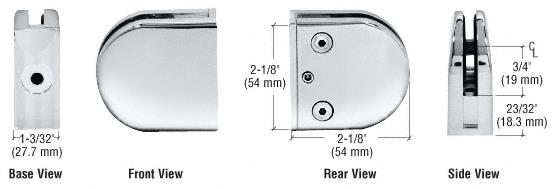 CRL Chrome Z-Series Round Type Flat Base Zinc Clamp for 3/8" Glass