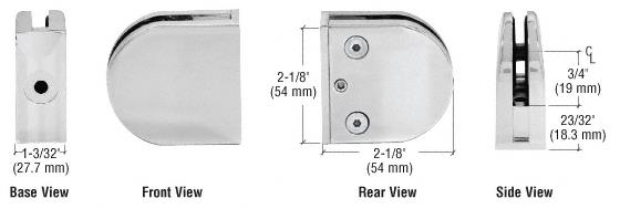 CRL Satin Chrome Z-Series Round Type Flat Base Zinc Clamp for 3/8" Glass