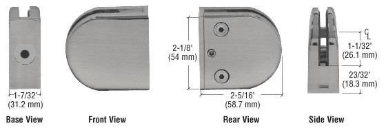 CRL Brushed Nickel Z-Series Round Type Flat Base Zinc Clamp for 1/2" Glass