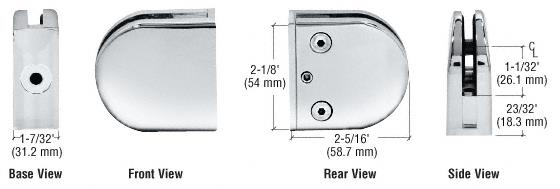 CRL Chrome Z-Series Round Type Flat Base Zinc Clamp for 1/2" Glass
