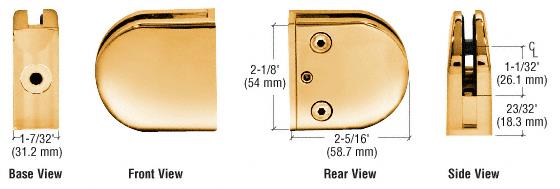 CRL Gold Plated Z-Series Round Type Flat Base Zinc Clamp for 1/2" Glass
