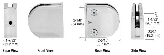 CRL Satin Chrome Z-Series Round Type Flat Base Zinc Clamp for 1/2" Glass