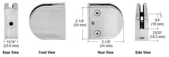 CRL Brushed Stainless Z-Series Round Type Flat Base Stainless Steel Clamp for 1/4" and 5/16" Glass