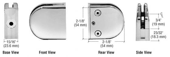 CRL Polished Stainless Z-Series Round Type Flat Base Stainless Steel Clamp for 1/4" and 5/16" Glass