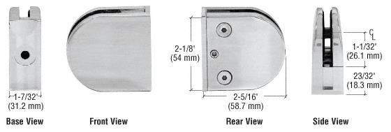 CRL Brushed Stainless Z-Series Round Type Flat Base Stainless Steel Clamp for 1/2" Glass