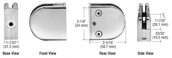 CRL Polished Stainless Z-Series Round Type Flat Base Stainless Steel Clamp for 1/2" Glass