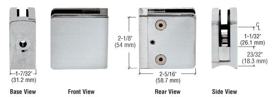 CRL 316 Brushed Stainless Z-Series Radius Surface Mount Square Type Glass Clamps for 3/4" (19 mm) Glass