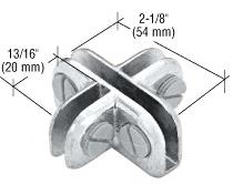 CRL Chrome Four-Way 90 Degree Adjustable Shelf Connector for 1/8", 3/16" and 7/32" Glass