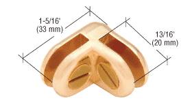 CRL Brass Finish Two-Way 90 Degree Display Connector for 1/8", 3/16" and 7/32" Glass