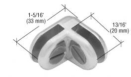 Chrome Finish Two-Way 90 Degree Display Connector for 1/8", 3/16" and 7/32" Glass