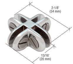 CRL Chrome Finish Four-Way 90 Degree Display Connector for 1/8", 3/16" and 7/32" Glass