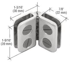Chrome Finish Hinge Display Connector for 1/8", 3/16" and 7/32" Glass