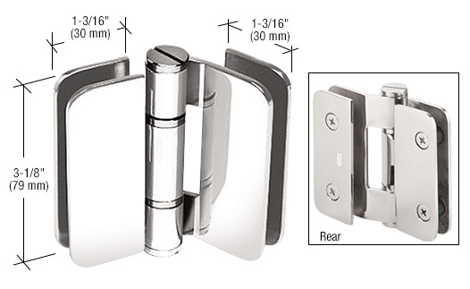 CRL Zurich 01 Series Polished Stainless 180&#176; Glass-to-Glass Outswing or Bifold Hinge