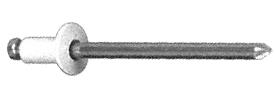 CRL White 1/8" Diameter, 3/16" to 1/4" Grip Range Aluminum Rivet with Aluminum Mandrel in Packs of 10000