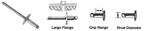 CRL 3/16" Diameter, 1/4" to 3/8" Grip Range Large Flange Aluminum Mandrel and Rivet In Packs of 3000