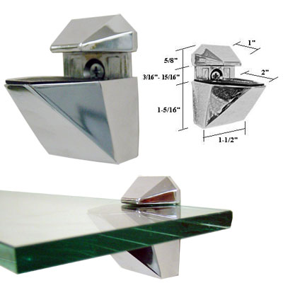 Gordon Glass&#174; Polished Chrome Adjustable Glass or Wood Shelf Brackets - Pair