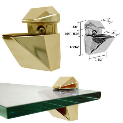 Gordon Glass&#174; Polished Gold Adjustable Glass or Wood Shelf Brackets - Pair