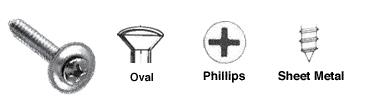 CRL Chrome 8 x 1" Oval Head Phillips Sheet Metal Screws with Countersunk Washers - Box