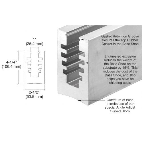 CRL B5A Series Un-drilled Bottom Mount SurfaceMate Square Base Shoe - 10 ft Long