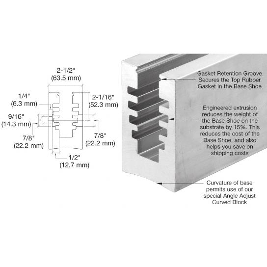 CRL B5A Series Hole Pattern "F" 12" (305 mm) C.T.C. Fascia Mount SurfaceMate Square Base Shoe