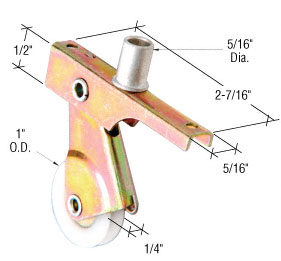 CRL 1" Nylon Center Groove Sliding Screen Door Bottom Roller with Top Adjustment Screw for Bay-Mill Doors - Package