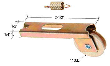 CRL 1" Steel Ball Bearing Center Groove Sliding Screen Door Spring Tension Roller for Thermo-Tech Doors - Package