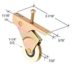 CRL 1-1/4" Steel Center Groove Sliding Screen Door Roller with Top Adjustment Screw for Bay-Mill Doors - Package