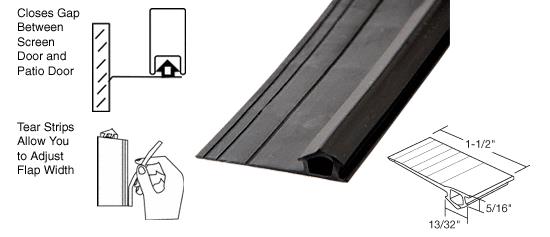 Black Vinyl Adjustable Width Bug Strip, 1-1/2" Max Width - 1000 ft Roll
