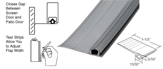 Gray Vinyl Adjustable Width Bug Strip, 1-1/2" Max Width - 1000 ft Roll
