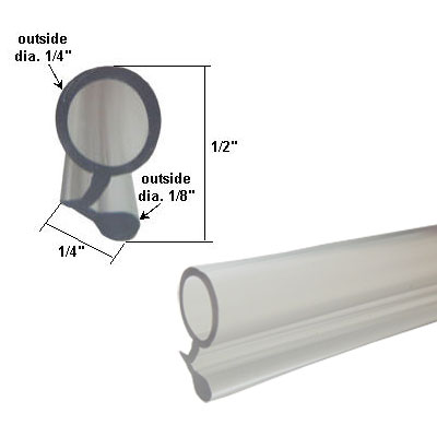 Gordon Glass&#174; Clear Vinyl Shower Door Bulb Water Seal - 84 in long