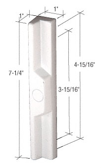 White Sliding Glass Door Pull With 3-15/16" and 4-15/16" Screw Holes