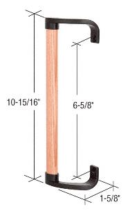 CRL Hardwood/Black Inside Pull 6-5/8" Screw Holes for Capitol Brand Doors