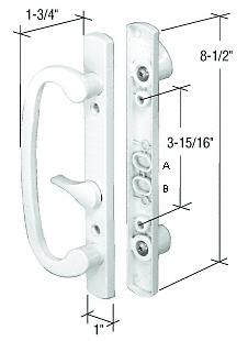 CRL White 8-1/2" Mortise-Style Patio Handle Set. 3-15/16" Screw Holes